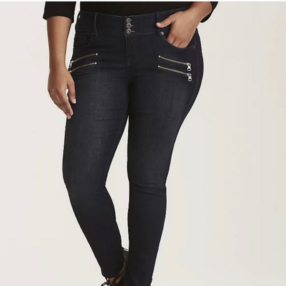 EUC Torrid Blue Super Soft Multi Zip Denim Jean Jeggings Size 18XT
